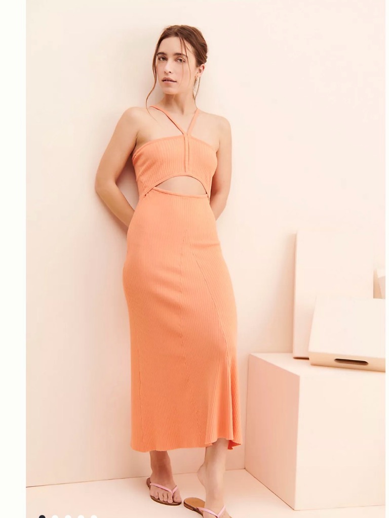 Current Air Cutout Midi Dress Medium Ribbed Anthropologie